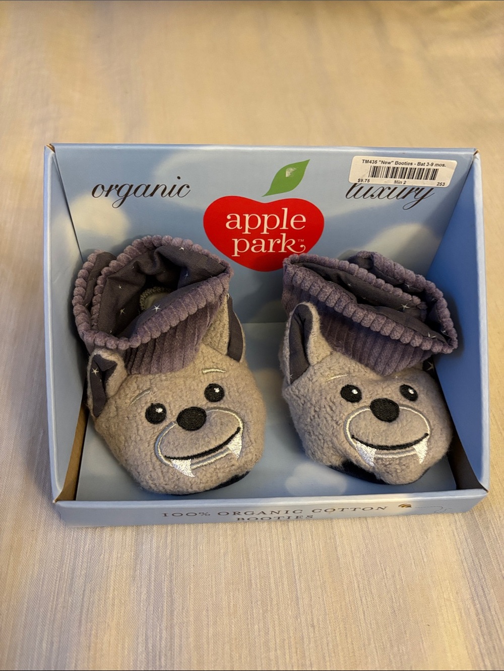 Gray Baby Animal Slippers - Soft Organic Cotton